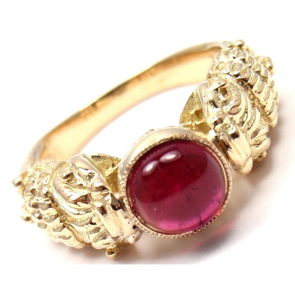 Zolotas Jewelry - Very Rare! Authentic Zolotas Greece 18k Yellow Gold Pink Tourmaline Band Ring